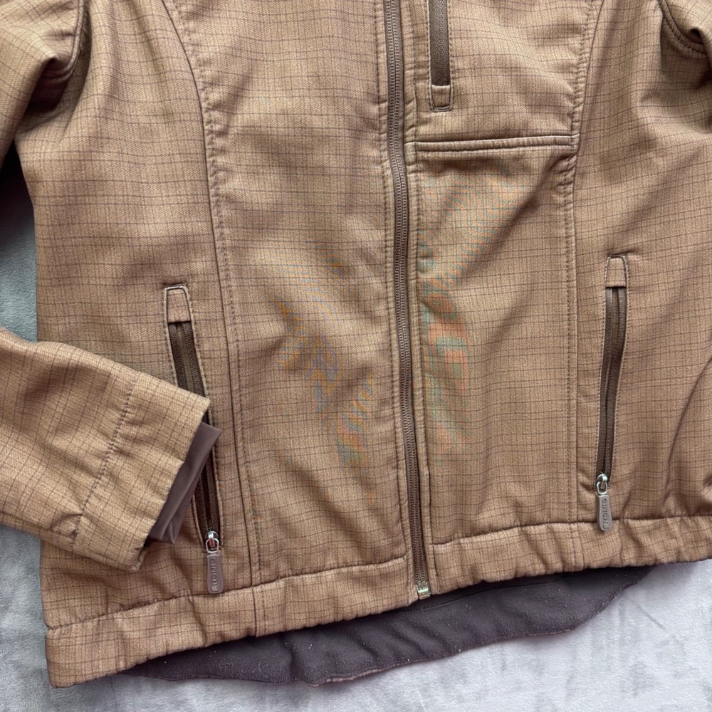 Cinch Womens Brown Grid Softshell Jacket Fleece Lined Full Zip Size M - Picture 7 of 10